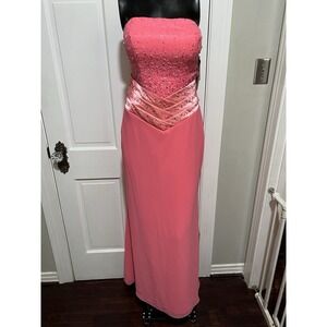 NEW Strapless Beaded Pink Homecoming Formal Prom Pageant Long Dress Size 8